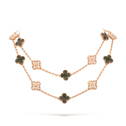 [GALE]CLOVER 20 MOTIFS DARK MOP DIAMOND  NECKLACE