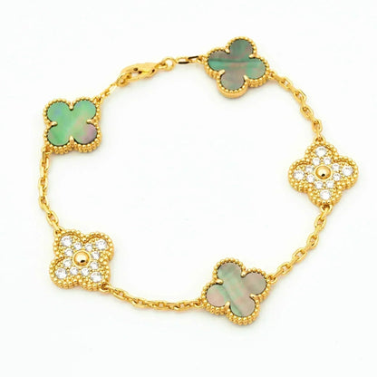 [GALE] CLOVER 5 MOTIF GRAY MOP BRACELET COLLECTION