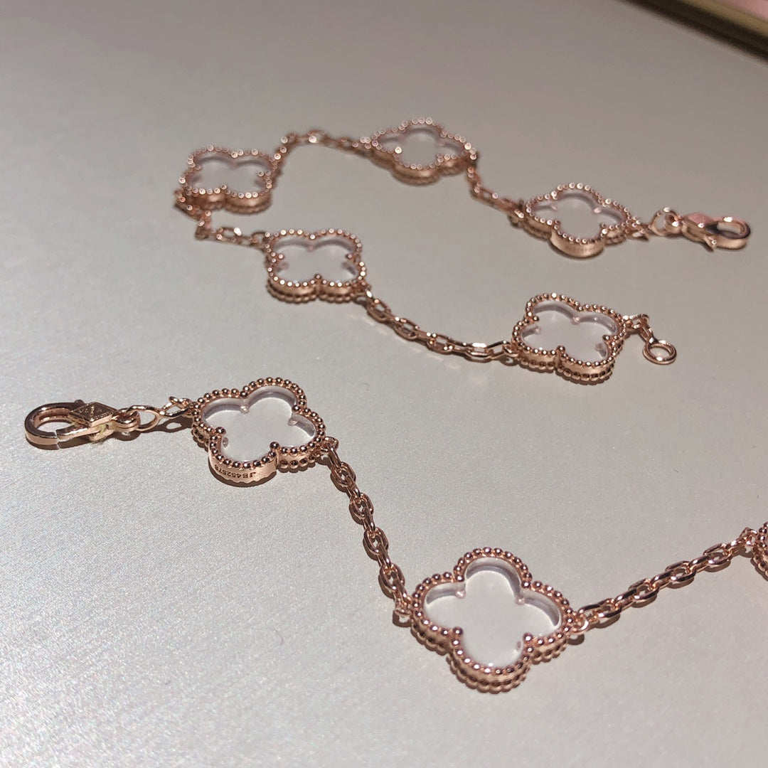 [GALE]CLOVER 5 MOTIF ROCK CRYSTAL BRACELET