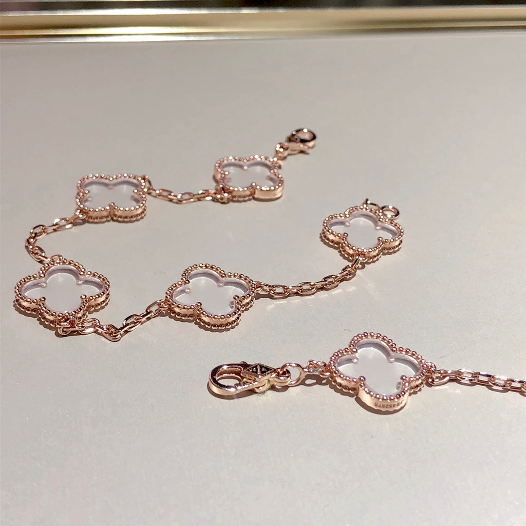 [GALE]CLOVER 5 MOTIF ROCK CRYSTAL BRACELET