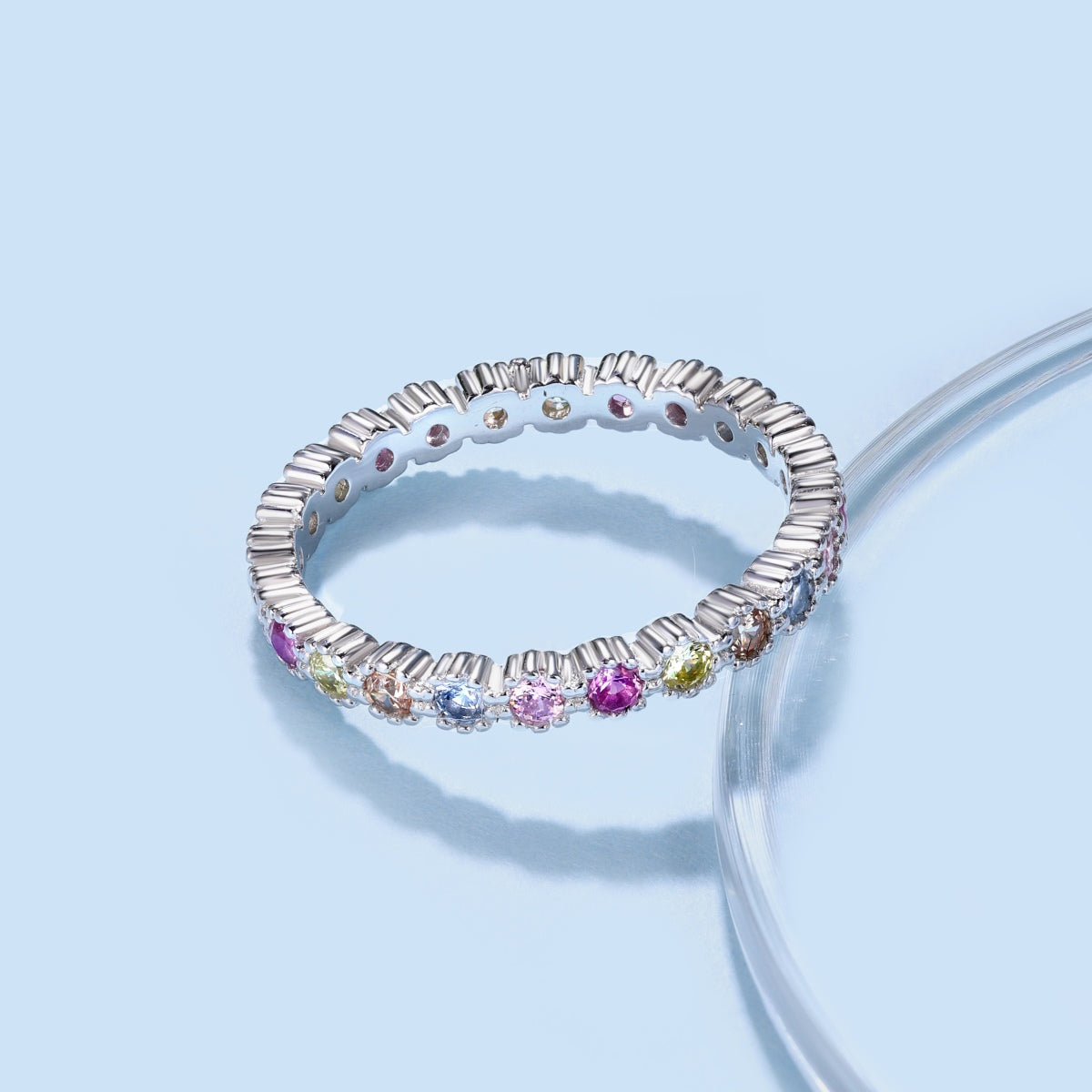 [GALE]Exquisite Colorful Round Cut Party Ring