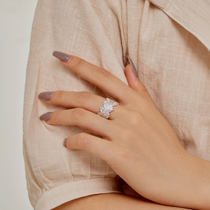 [GALE]Luxurious Colorful Radiant Cut Daily Ring