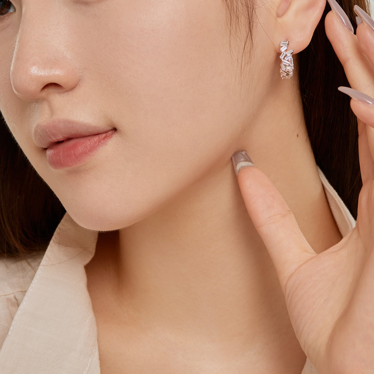 [GALE]Dazzling Colorful Emerald Cut Daily Earrings