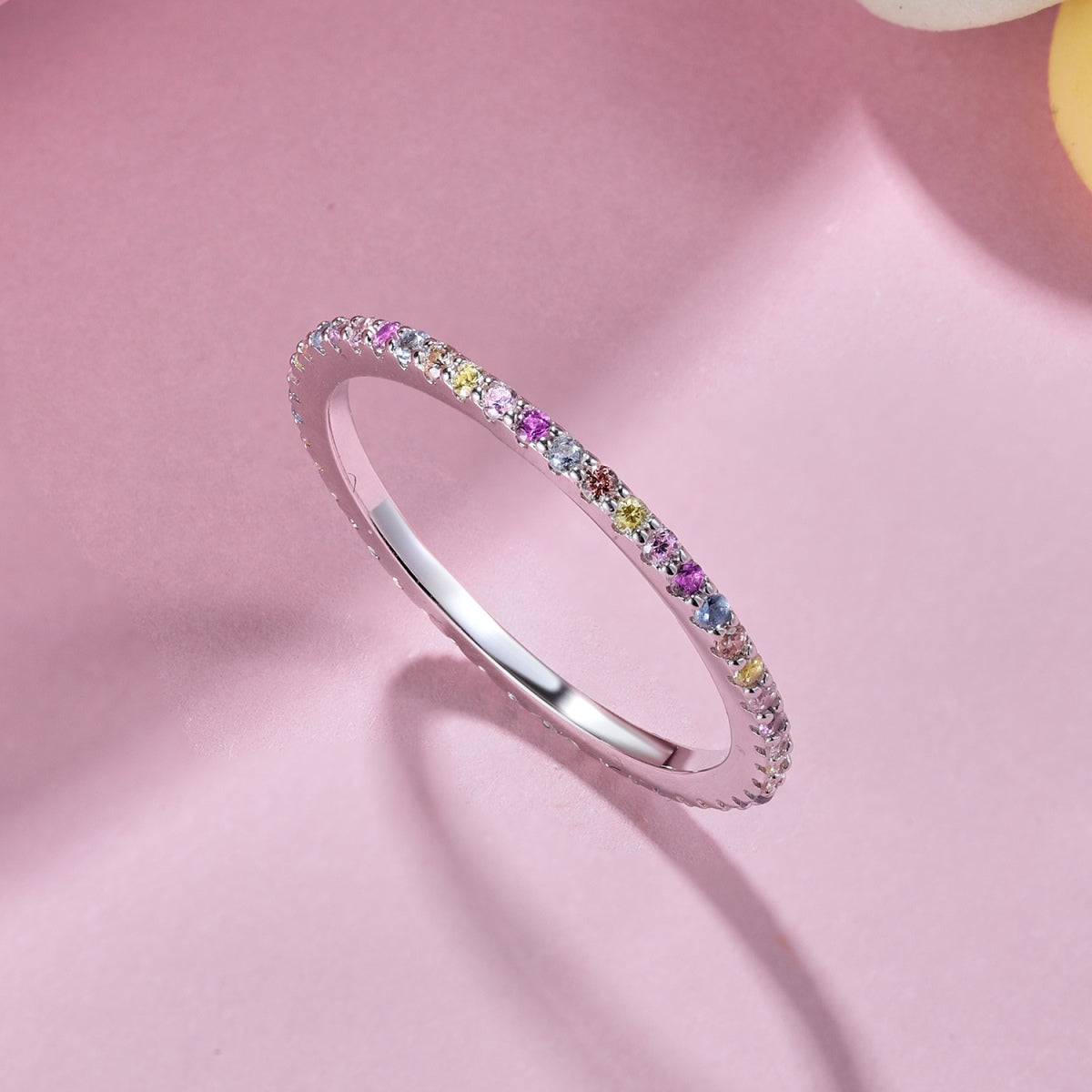 [GALE]Ornate Colorful Round Cut Tennis Ring