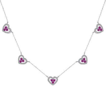 [GALE]Sparkling Five Heart Necklace