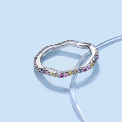 [GALE]Dainty Colorful Round Cut Party Ring