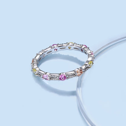 [GALE]Sparkling Colorful Round Cut Tennis Ring