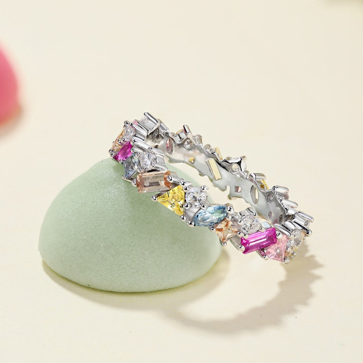 [GALE]Dazzling Polychromatic Multi cut Daily Ring
