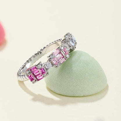 [GALE]Unique Colorful Emerald Cut Party Ring