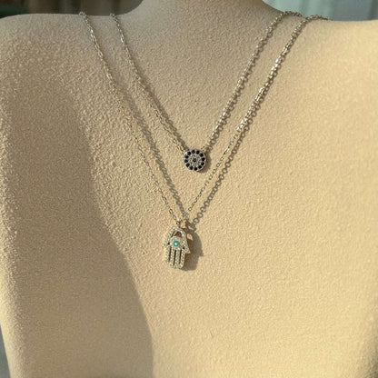 [GALE]Demon Eye Hamsa Palm Necklace