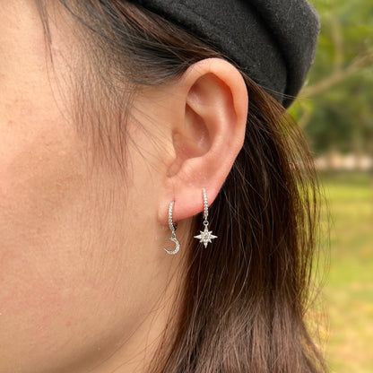 [GALE]Star and Moon Asymmetric Earrings