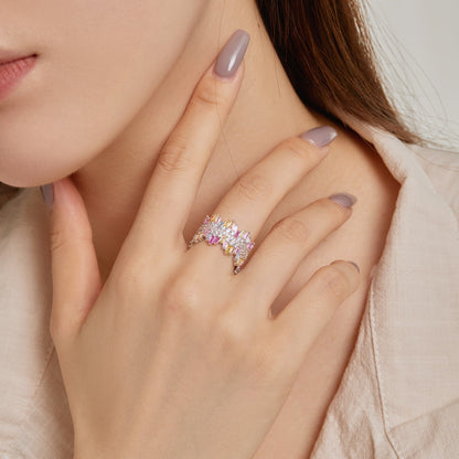 [GALE]Luxurious Colorful Radiant Cut Daily Ring