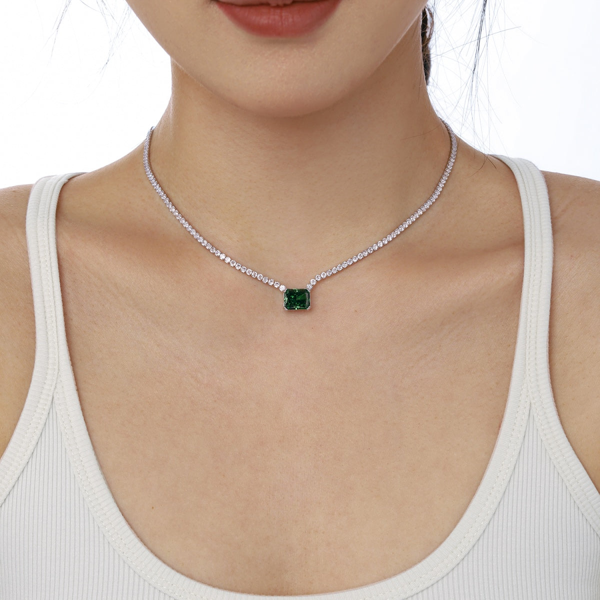 [GALE]4.0 Carat Elegant Radiant Cut Necklace