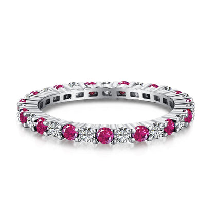 [GALE]Exquisite Colorful Round Cut Tennis Ring