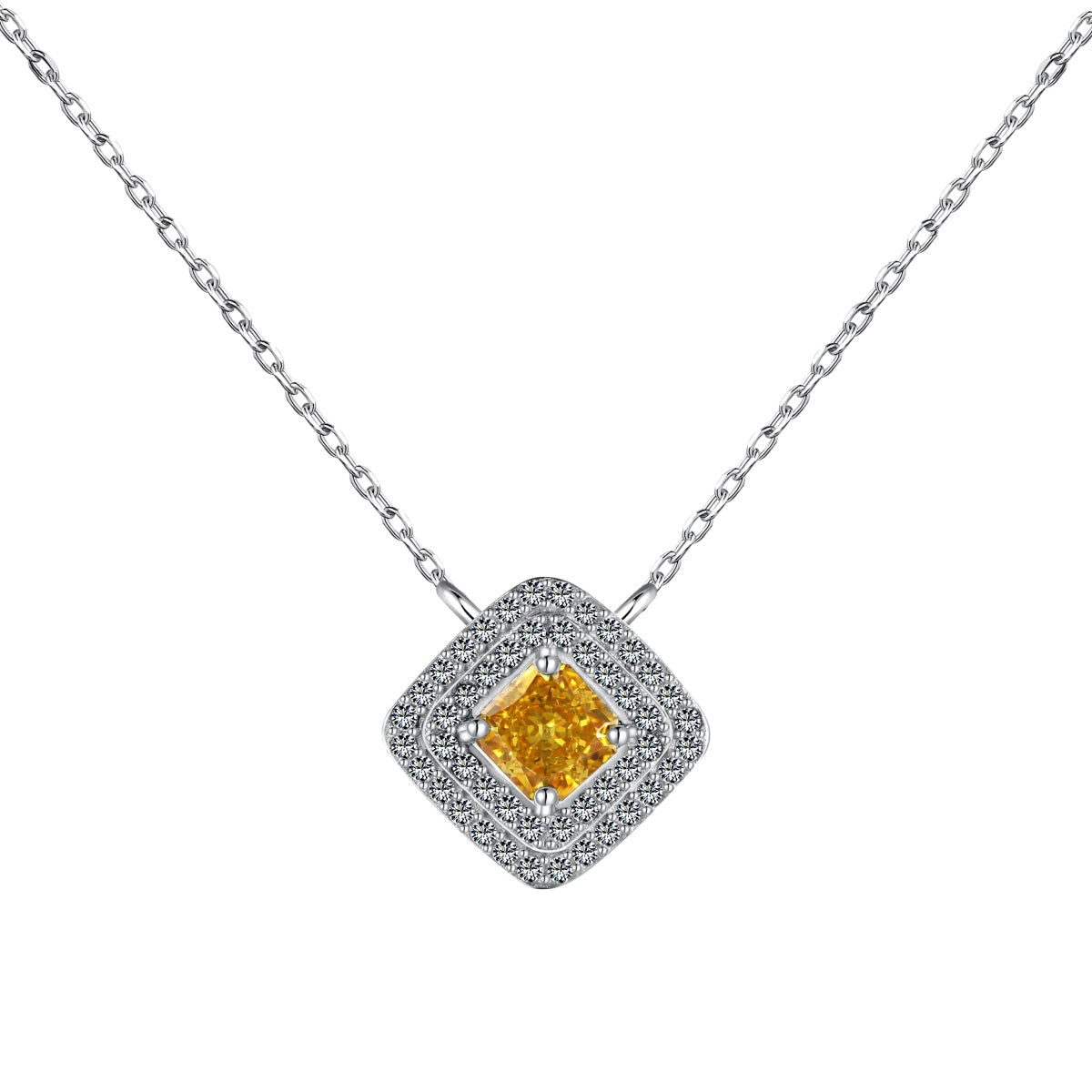 [GALE]Sparkling Asscher Cut Necklace