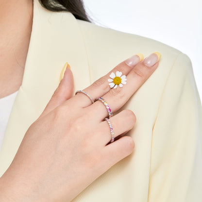 [GALE]Ornate Colorful Round Cut Tennis Ring