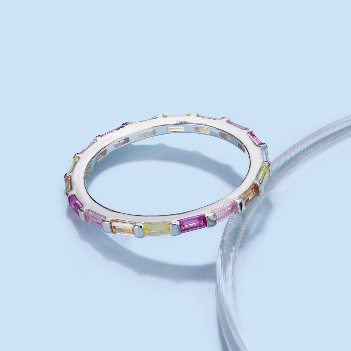 [GALE]Exquisite Multicolored Emerald Cut Daily Ring