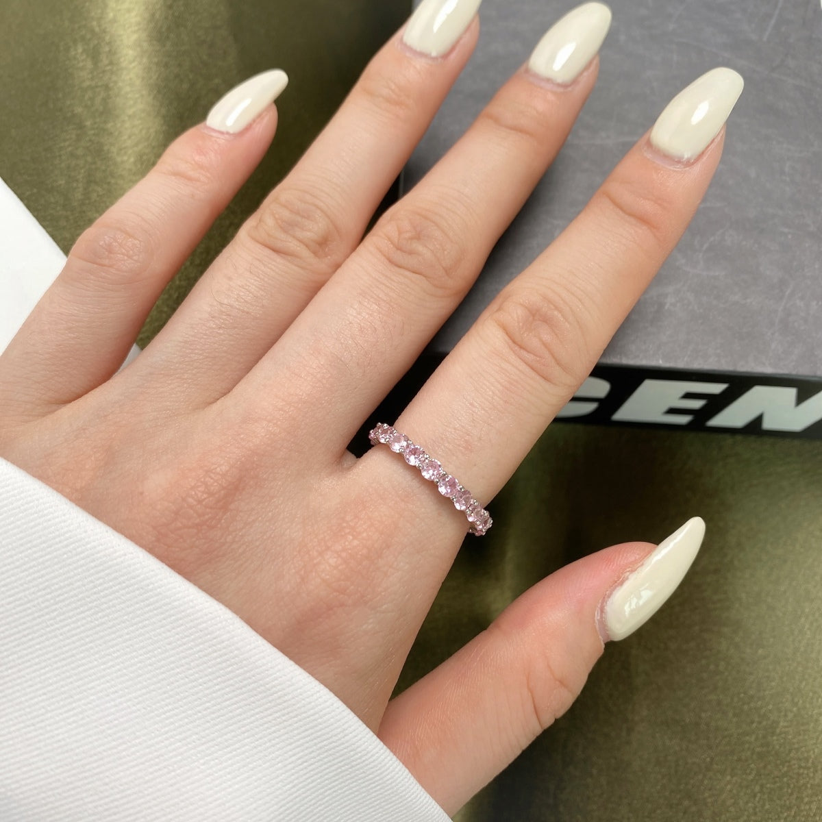 [GALE]Sparkling Round Cut Tennis Ring