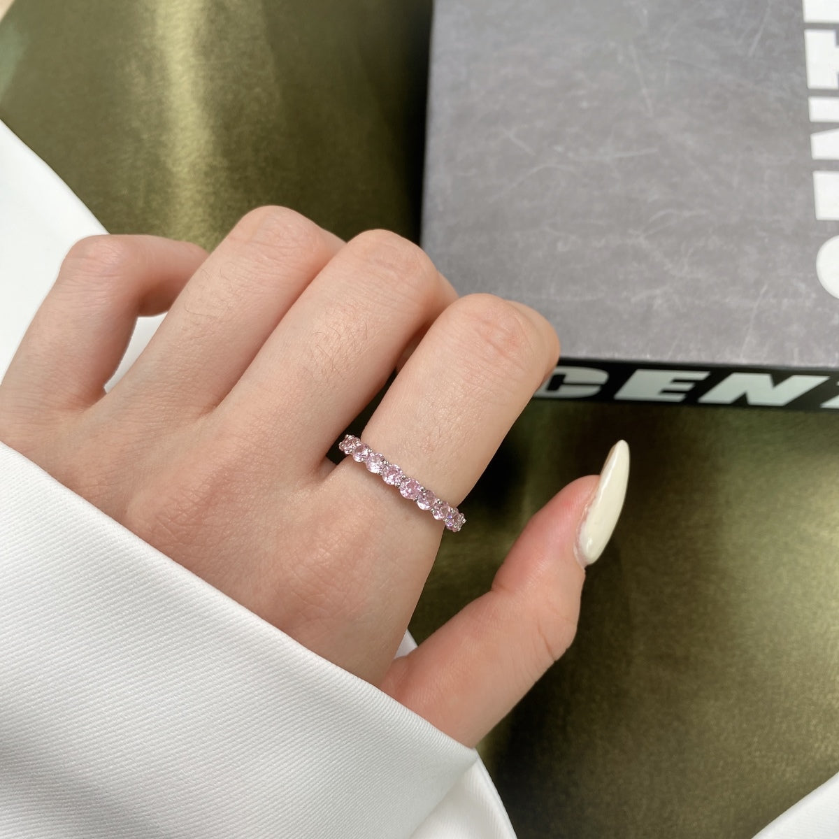 [GALE]Sparkling Round Cut Tennis Ring