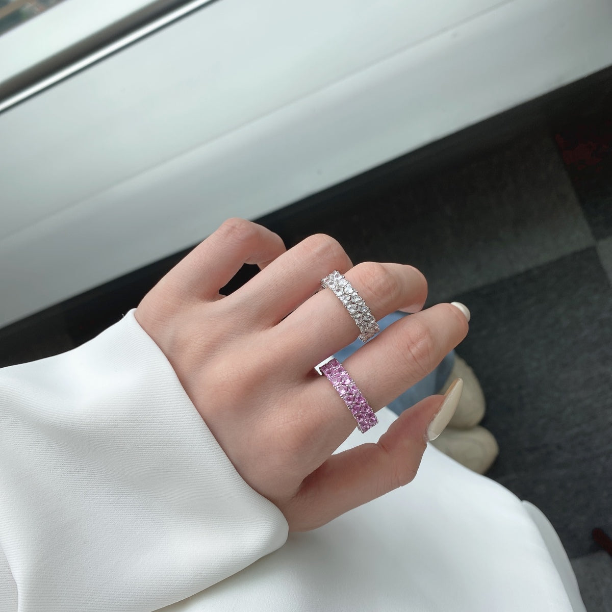 [GALE]Sparkling Full Heart Ring