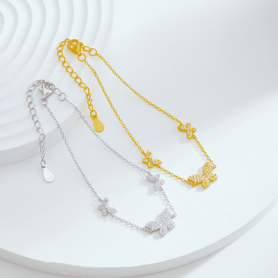 [GALE]Delicate Butterfly Pendant Bracelet