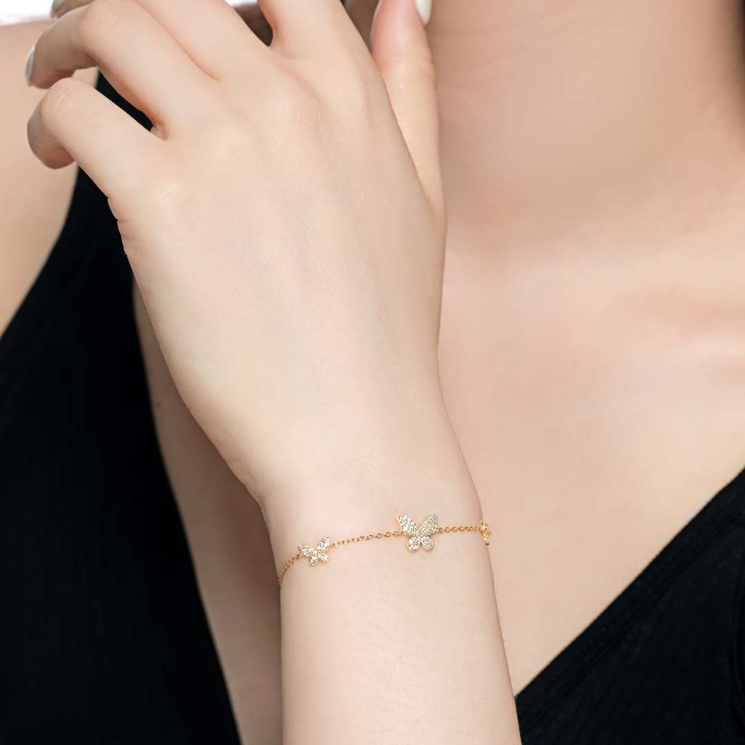 [GALE]Delicate Butterfly Pendant Bracelet