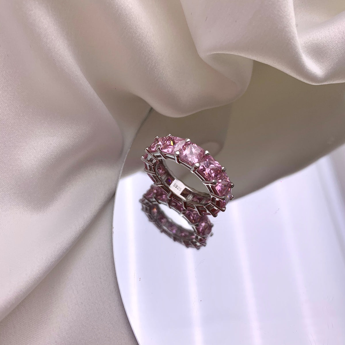 [GALE]Elegant Princess Cut Tennis Ring