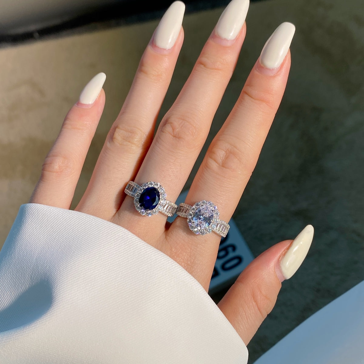 [GALE]1.5 Carat Dazzling Charming Oval Cut Banquet Ring