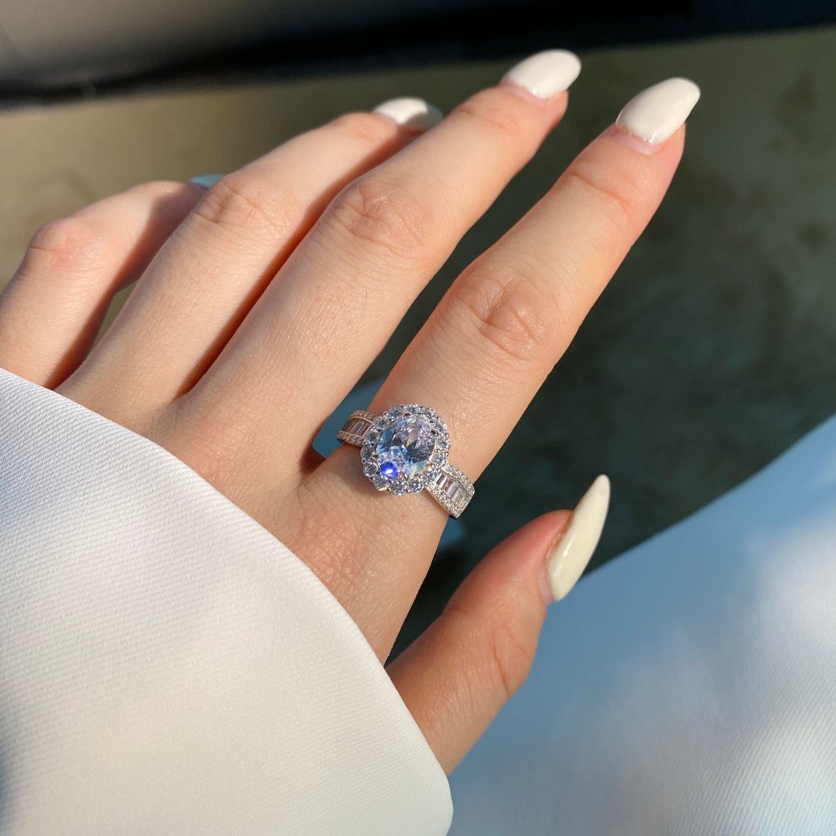 [GALE]1.5 Carat Dazzling Charming Oval Cut Banquet Ring