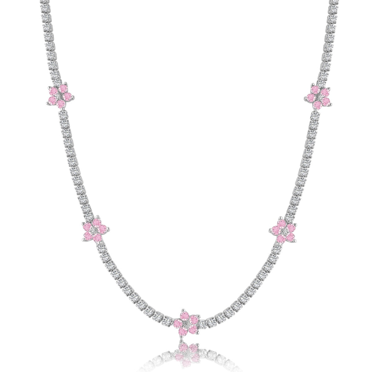 [GALE]Luxurious Colorful Flower Tennis Necklace