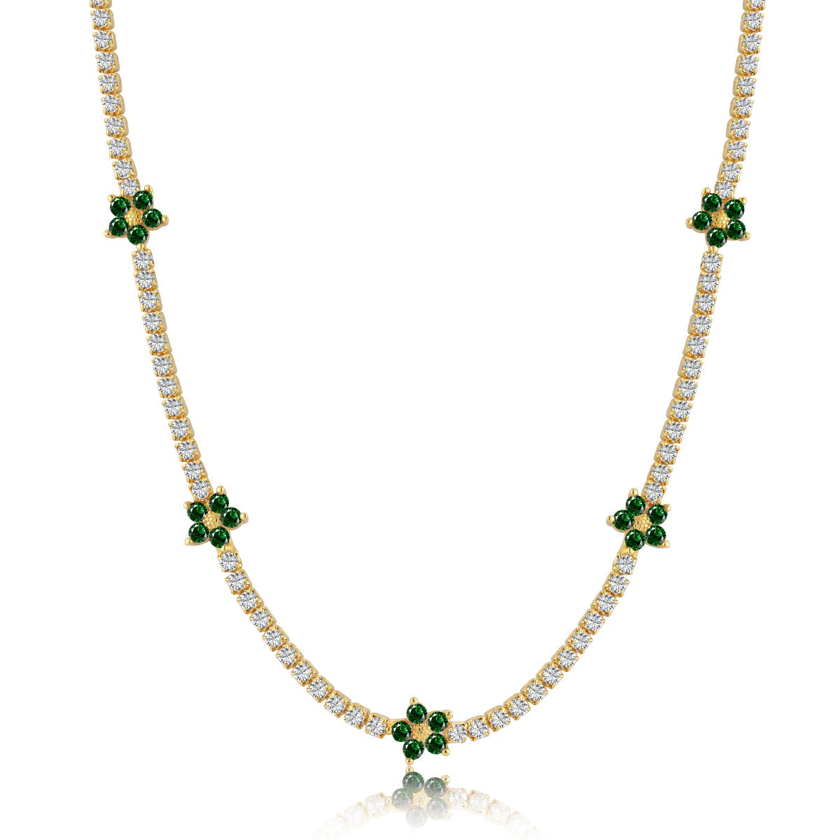 [GALE]Luxurious Colorful Flower Tennis Necklace