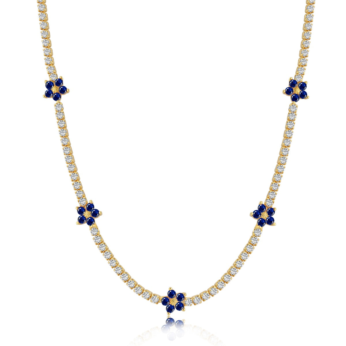 [GALE]Luxurious Colorful Flower Tennis Necklace