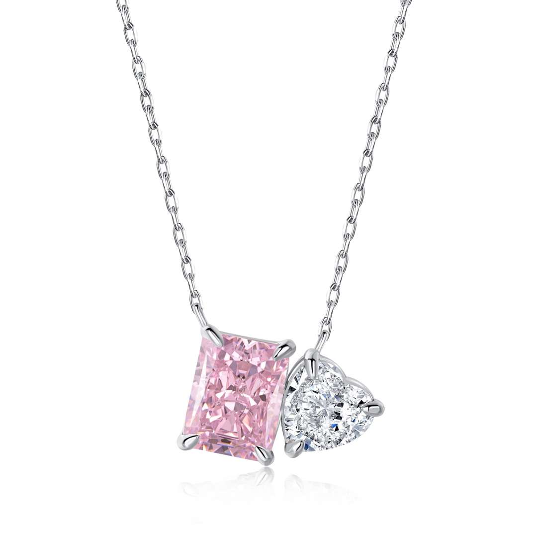 [GALE]Dazzling Square & Heart Shape Necklace
