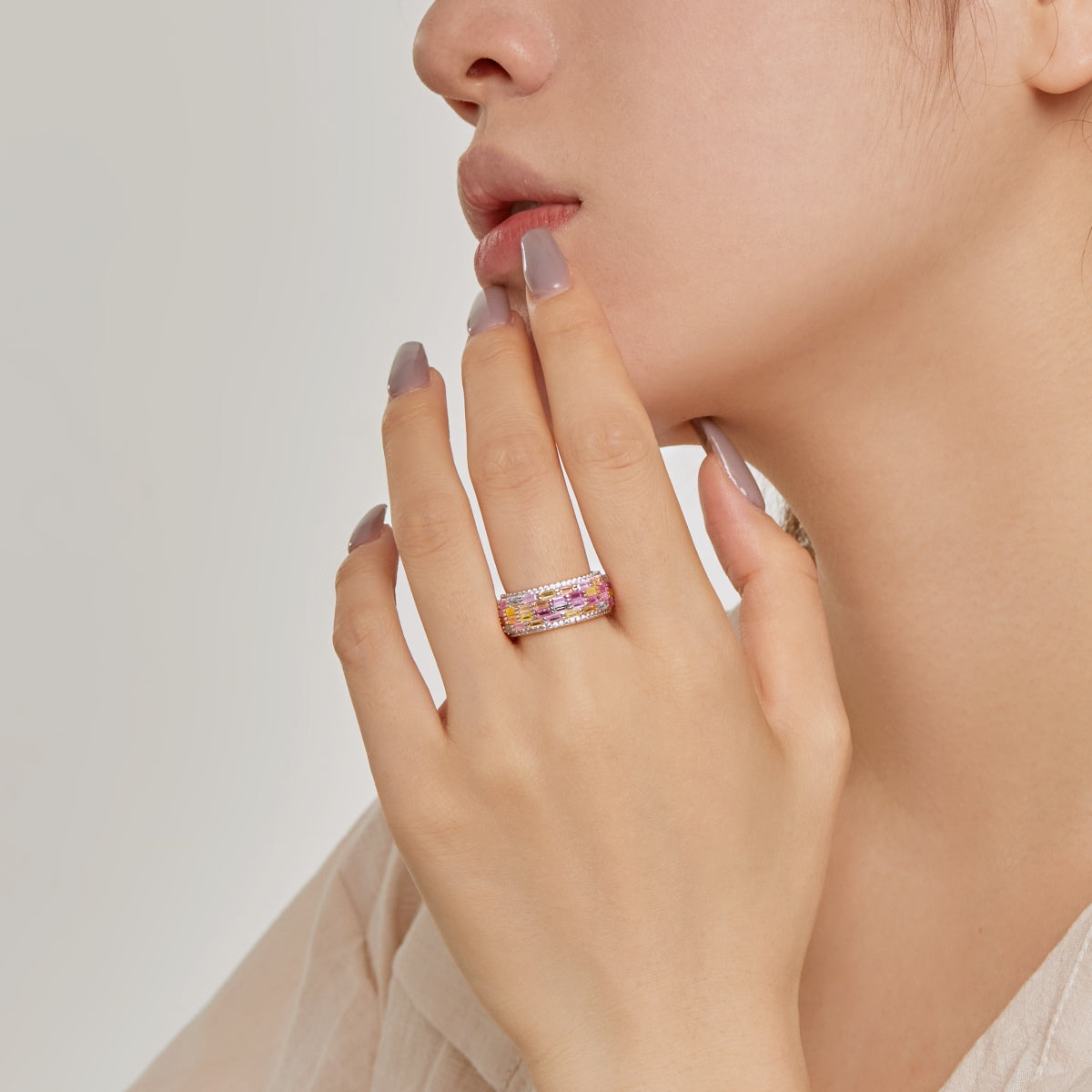 [GALE]Radiant Colorful Radiant Cut Daily Ring