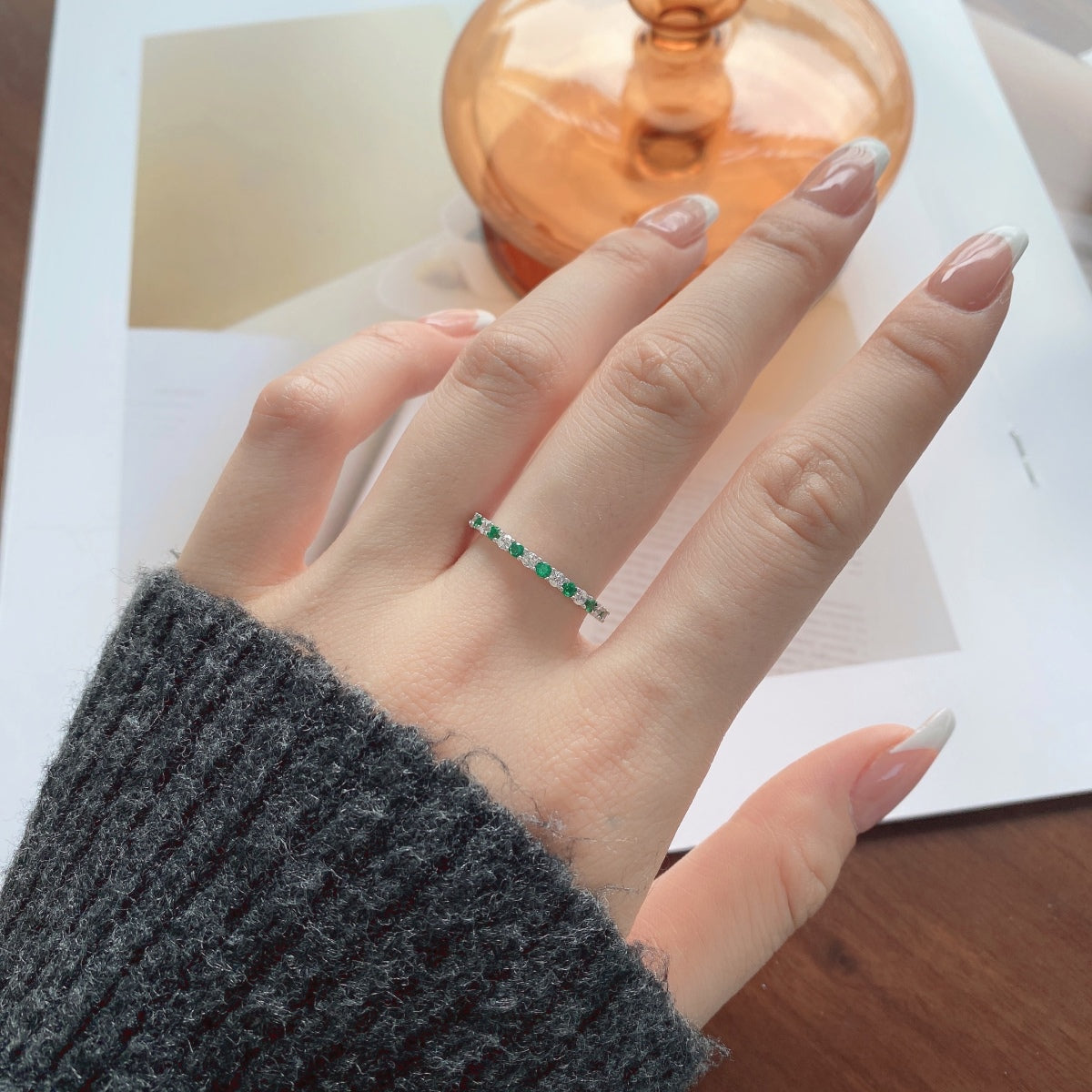 [GALE]Exquisite Colorful Round Cut Tennis Ring