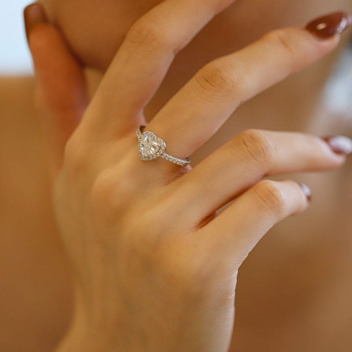 [GALE]Eternity Splashy Romantic Heart Shape Lover Ring