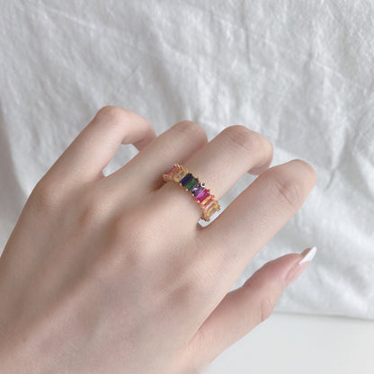 [GALE]Unique Colorful Radiant Cut RIng