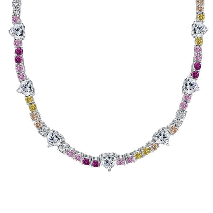 [GALE]Delicate Colorful Rainbow Tennis Chain