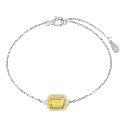 [GALE]2.0 Carat Sparkling Colorful Emerald Cut Daily Bracelet