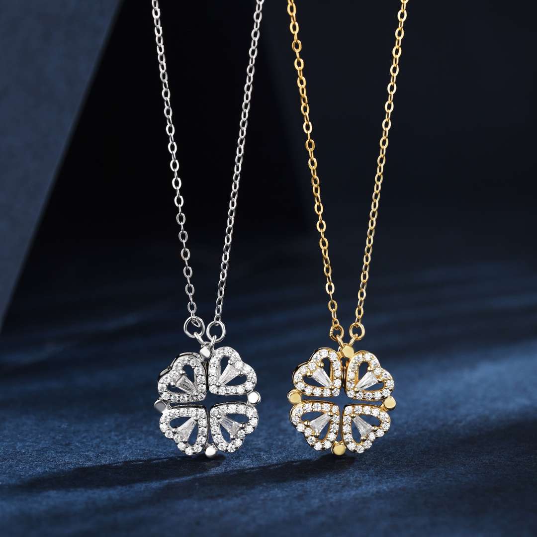 [GALE]Ornate Heart Cut Flower Shape Necklace