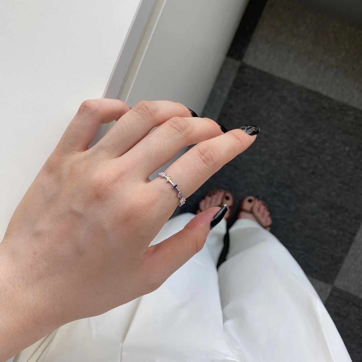 [GALE]Unique Trapezoid Cut Daily Ring