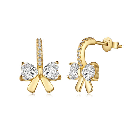 [GALE]Exquisite Earrings With Heart-Shaped Bow Design