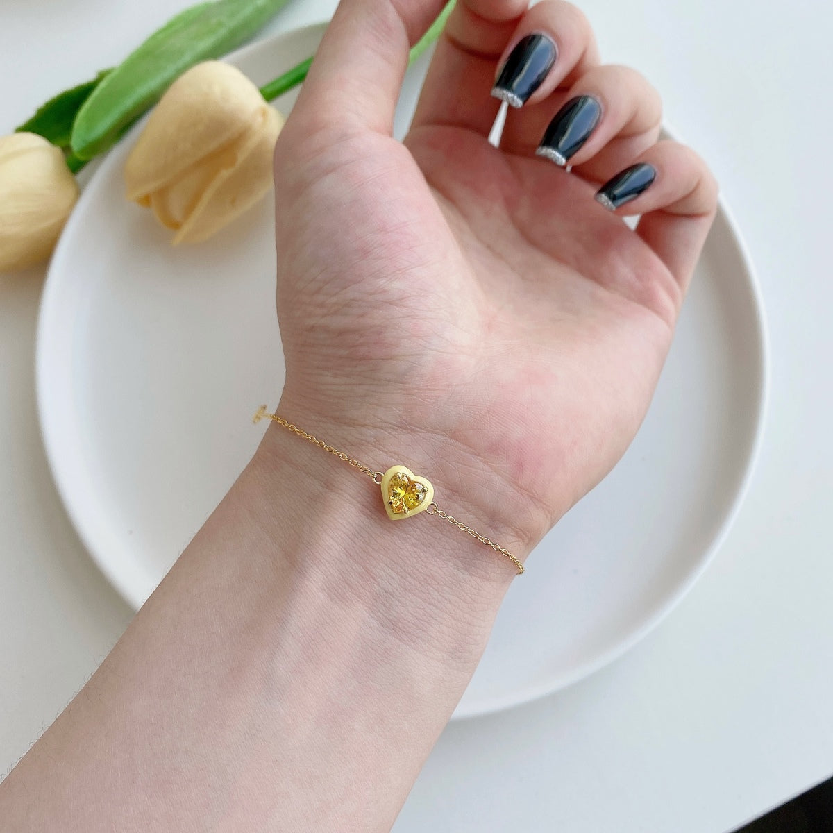 [GALE]Sparkling Romantic Heart Shape Lover Bracelet