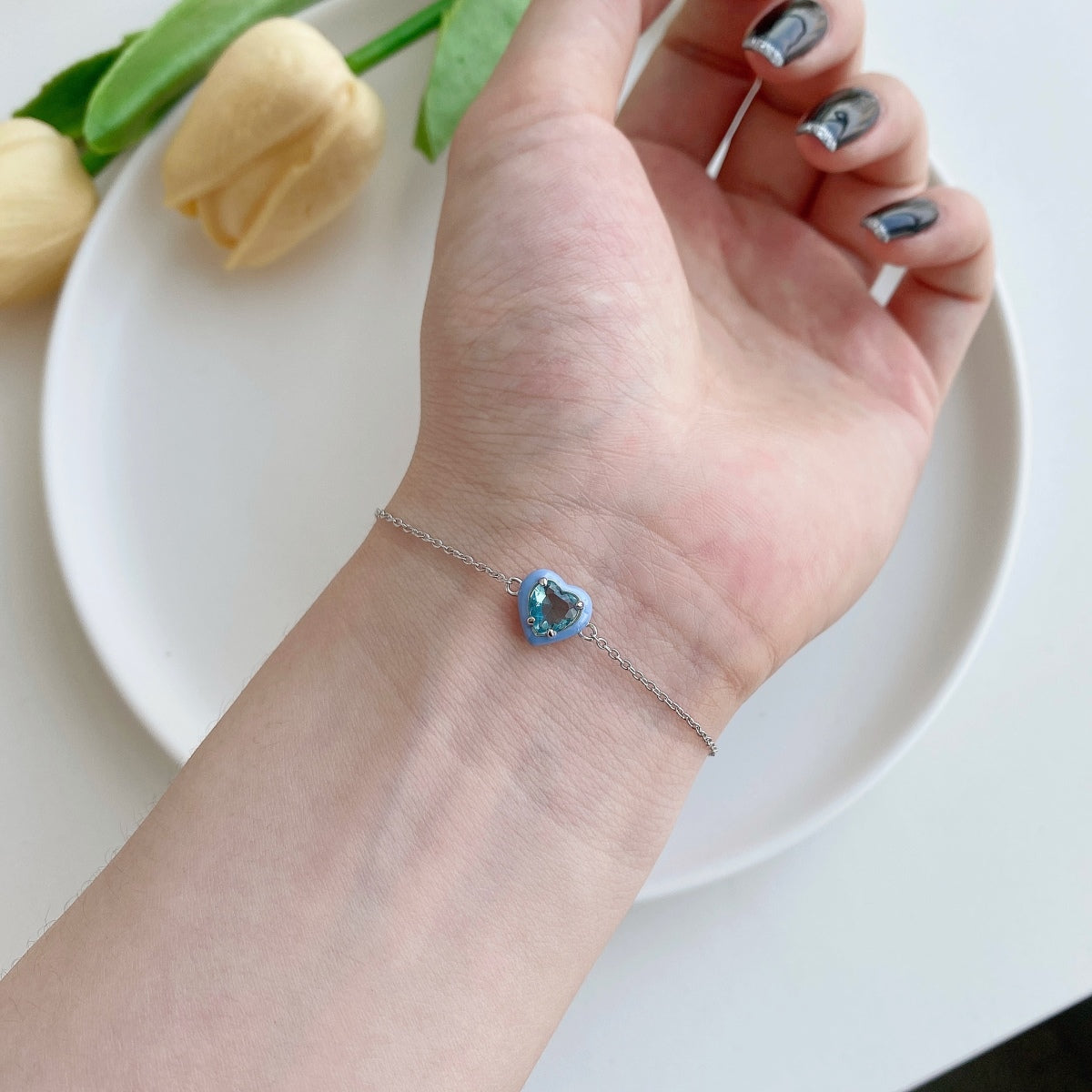 [GALE]Sparkling Romantic Heart Shape Lover Bracelet