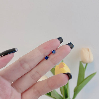 [GALE]Sparkling Colorful Round Shape Earrings