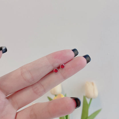 [GALE]Sparkling Colorful Round Shape Earrings