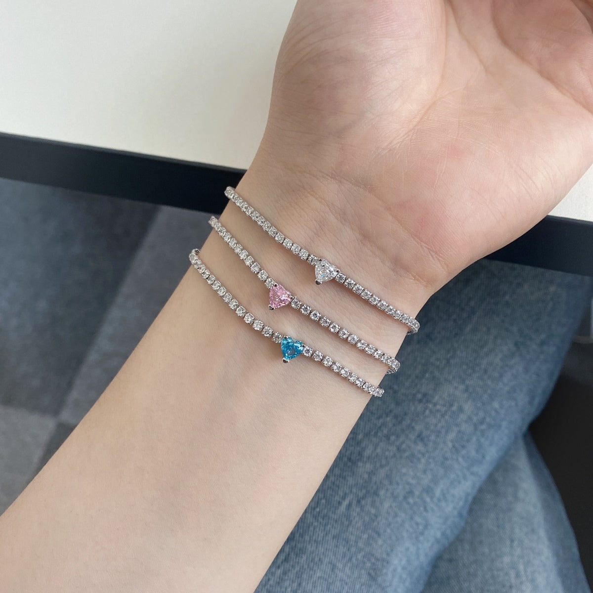 [GALE]0.5 Carat Elegant Romantic Heart Shape Lover Bracelet