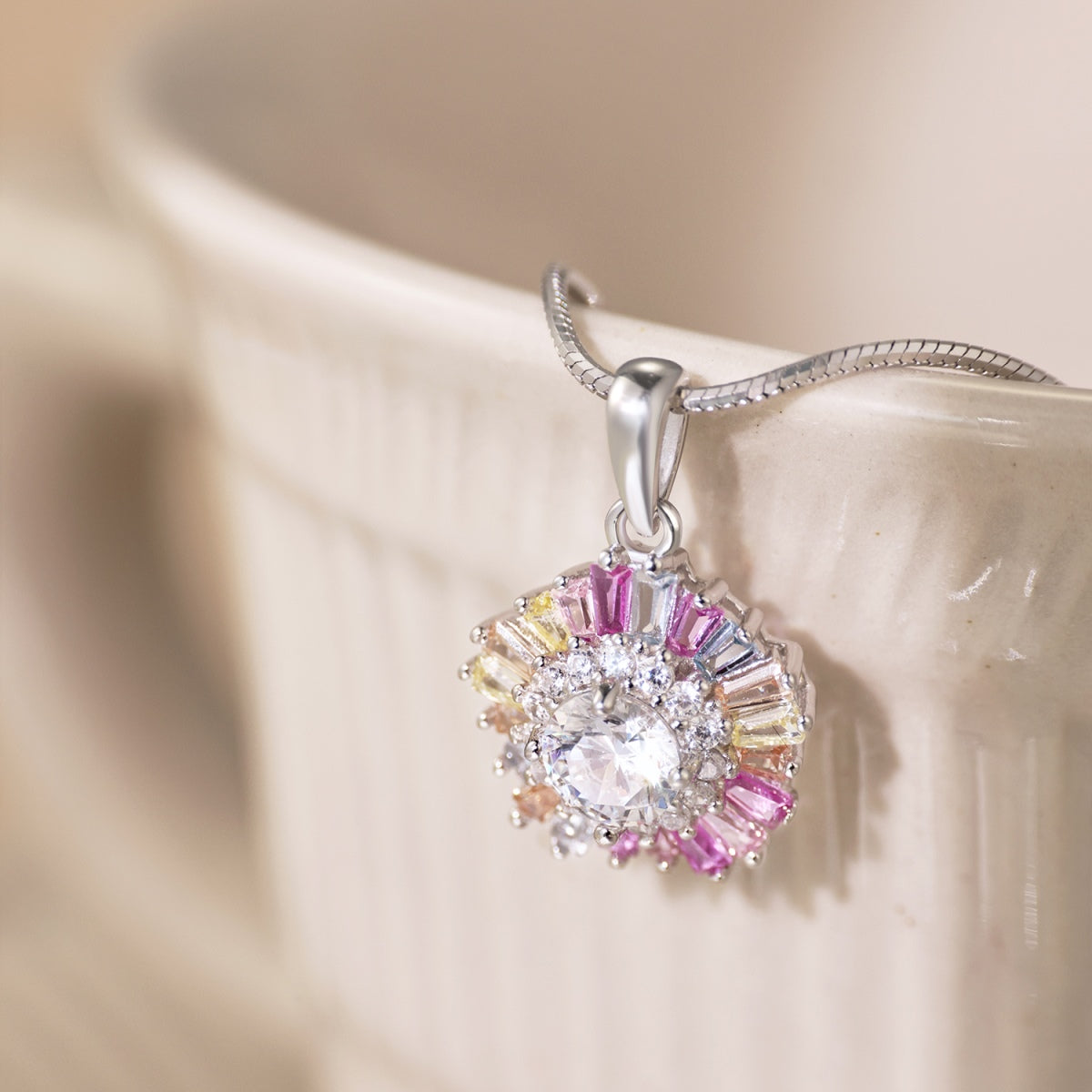 [GALE]Charming Flower Colorful Necklace
