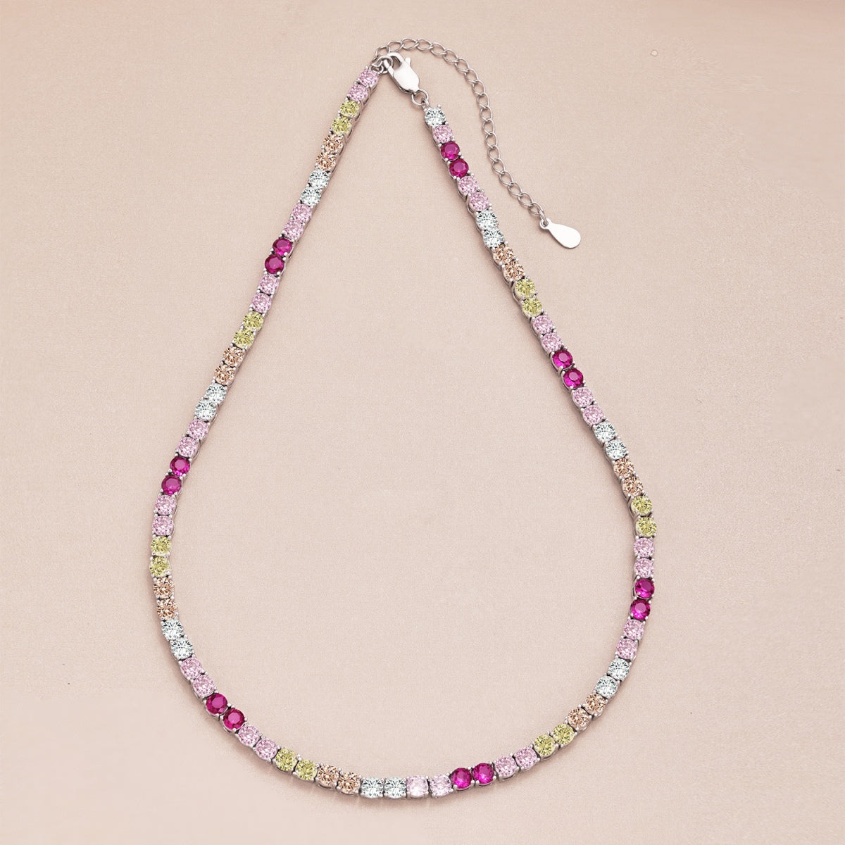 [GALE]Delicate Colorful Tennis Necklace