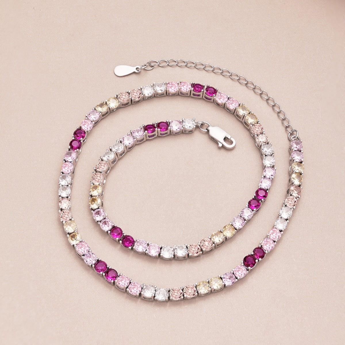 [GALE]Delicate Colorful Tennis Necklace